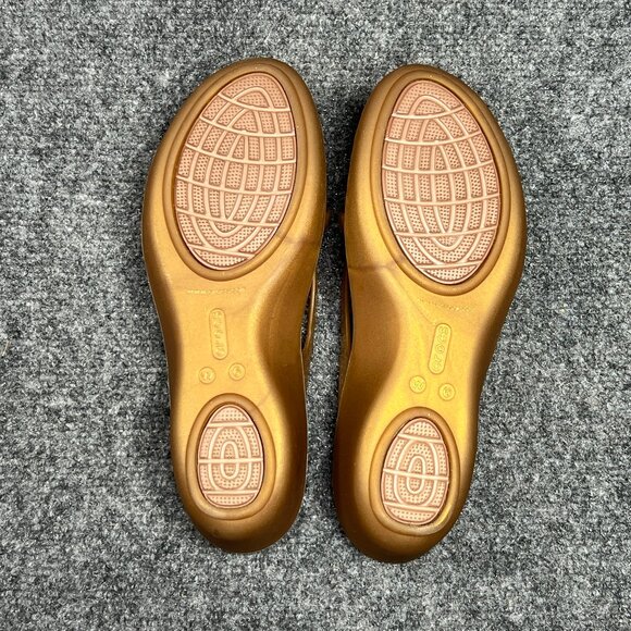 Crocs Isabella Sandals Womens Size 6 Brown Gold Jelly Mini Wedge Slide Flip Flop - Picture 8 of 10